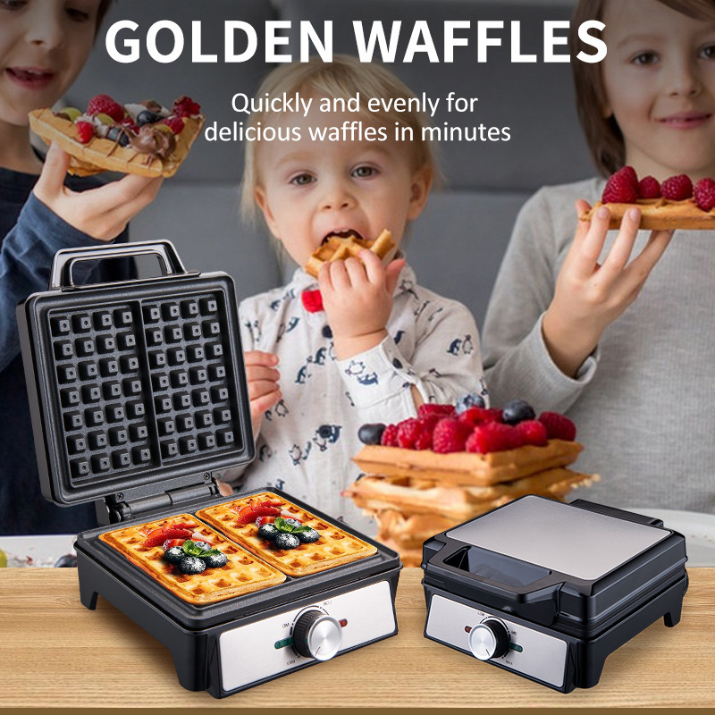 Waffle Iron Belgian - Gaufrier électrique à température réglable, 2