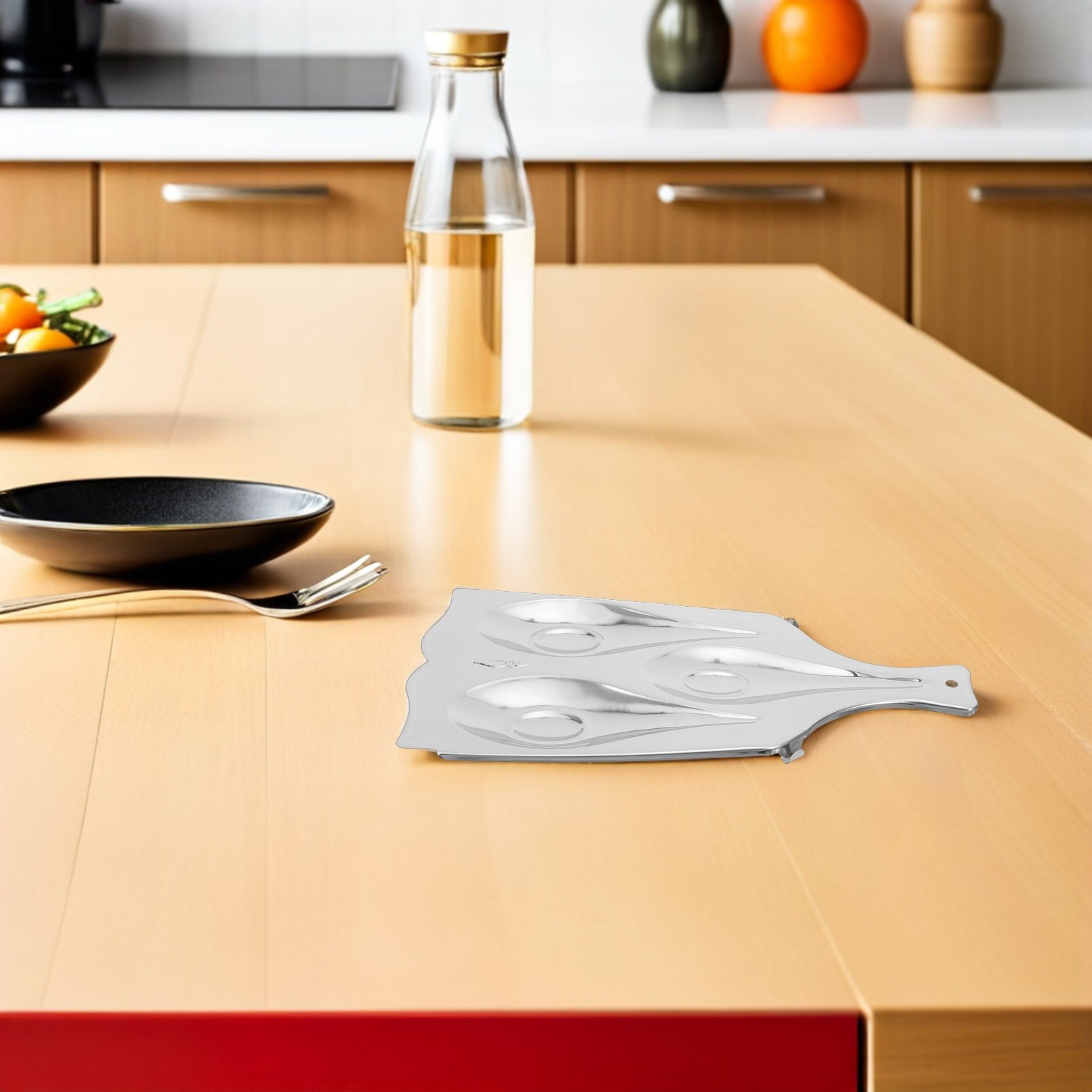 Kitchen Appliances Holder - Repose-cuillère à trois compartiments en acier