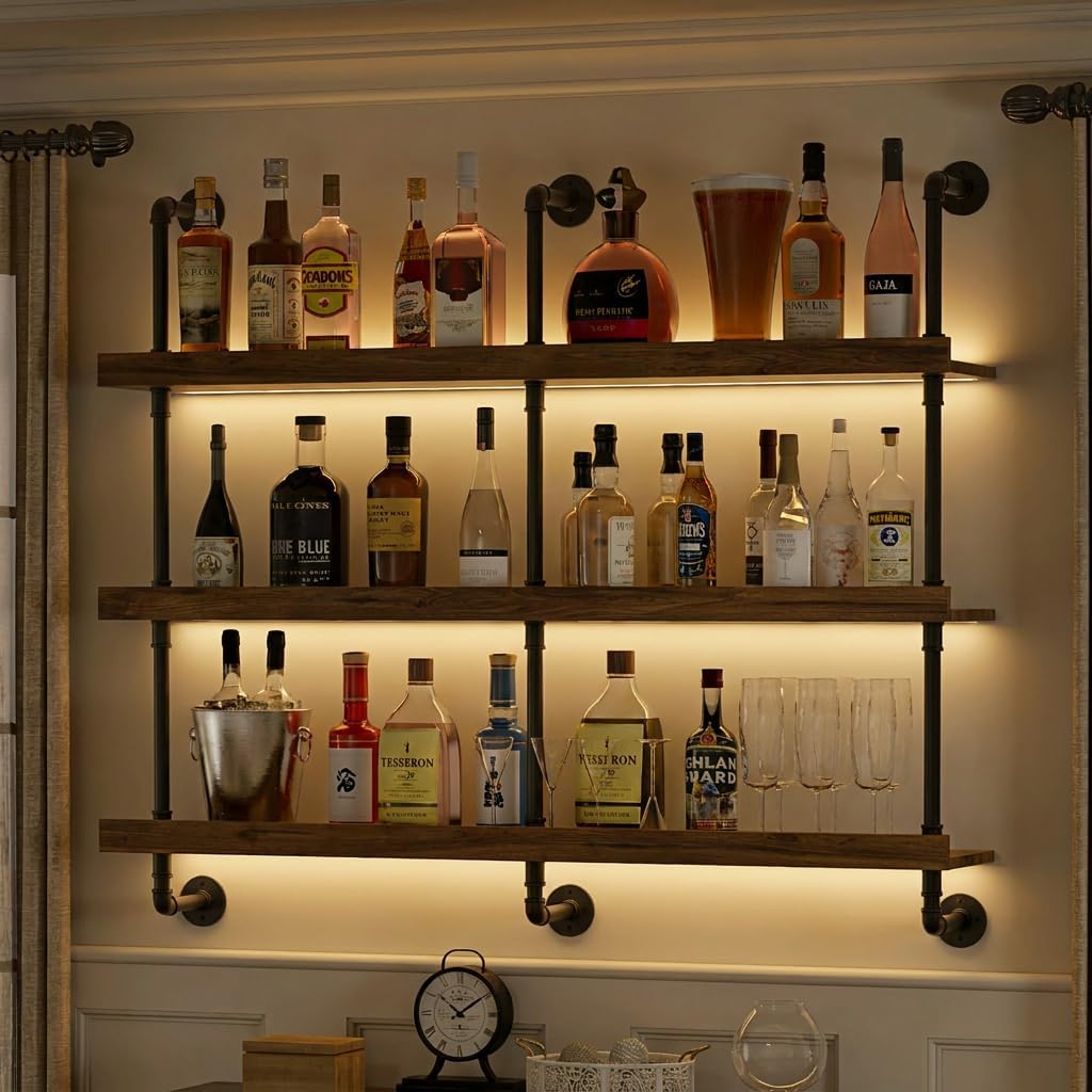 Kitchen Appliances Holder - Étagère à vin murale avec éclairage