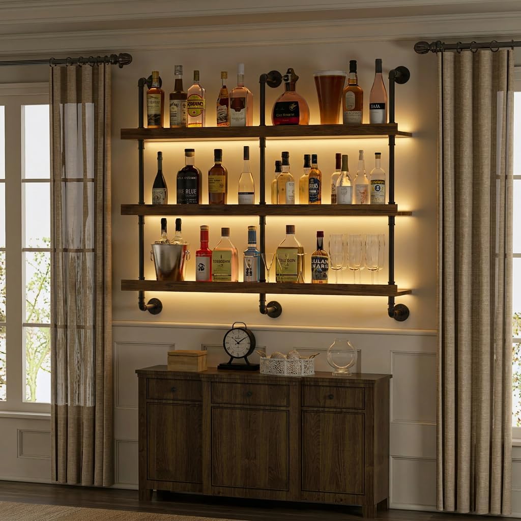 Étagère à vin murale avec écla - Kitchen Appliances Holder avis et prix